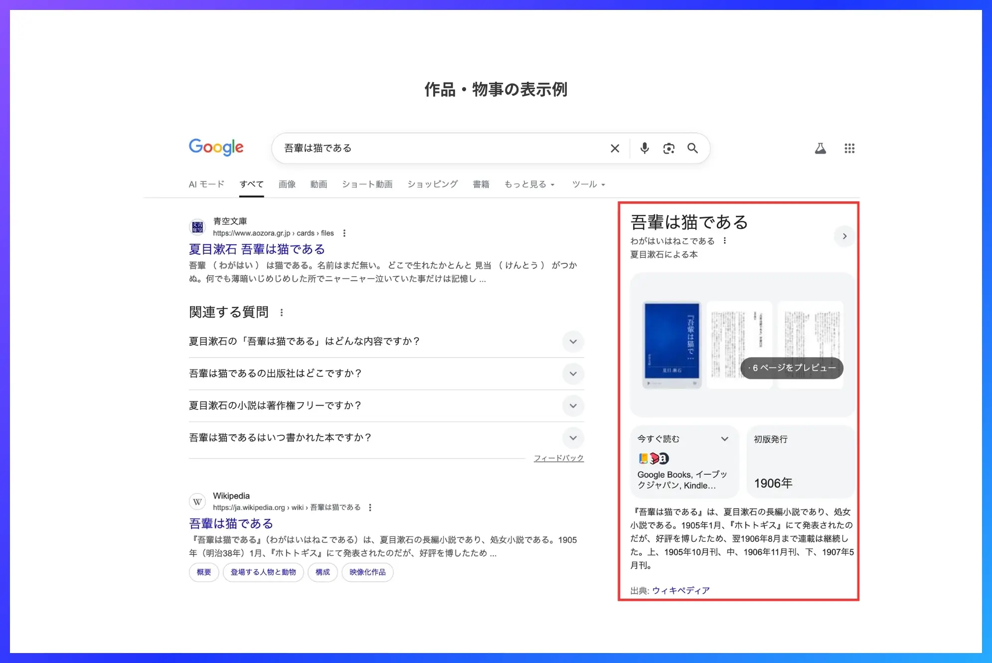 作品・物事の表示例